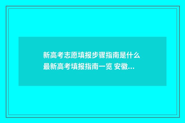 新高考志愿填报步骤指南是什么 最新高考填报指南一览 安徽新高考志愿填报