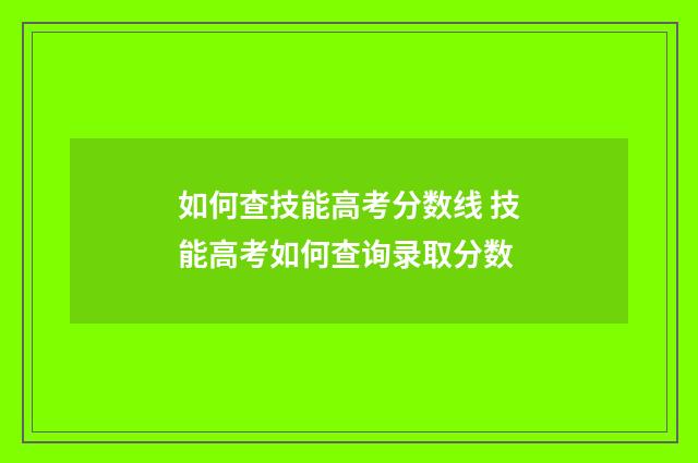 如何查技能高考分数线 技能高考如何查询录取分数