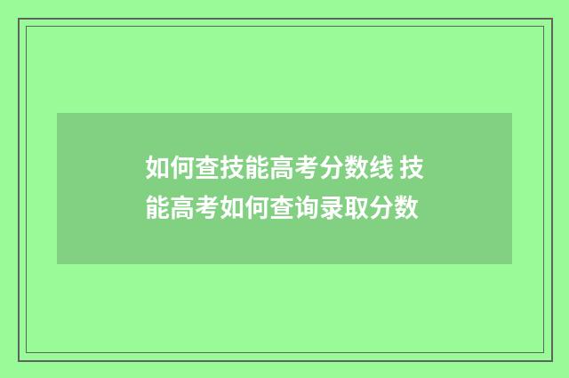 如何查技能高考分数线 技能高考如何查询录取分数