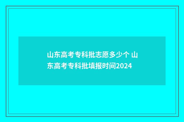 山东高考专科批志愿多少个 山东高考专科批填报时间2024
