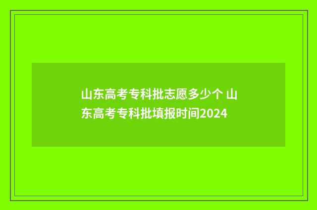 山东高考专科批志愿多少个 山东高考专科批填报时间2024
