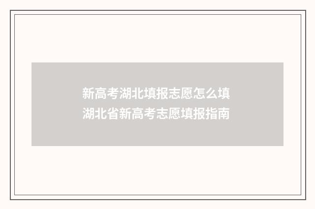 新高考湖北填报志愿怎么填 湖北省新高考志愿填报指南