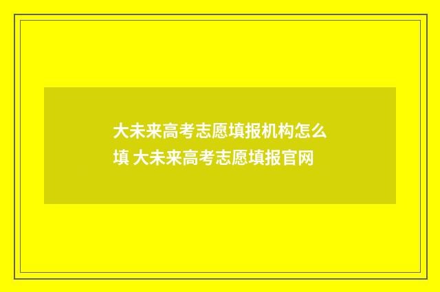 大未来高考志愿填报机构怎么填 大未来高考志愿填报官网
