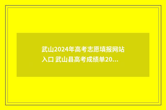 武山2024年高考志愿填报网站入口 武山县高考成绩单2020
