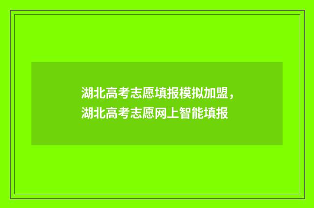 湖北高考志愿填报模拟加盟，湖北高考志愿网上智能填报