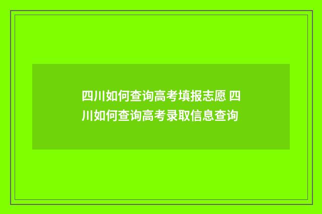 四川如何查询高考填报志愿 四川如何查询高考录取信息查询