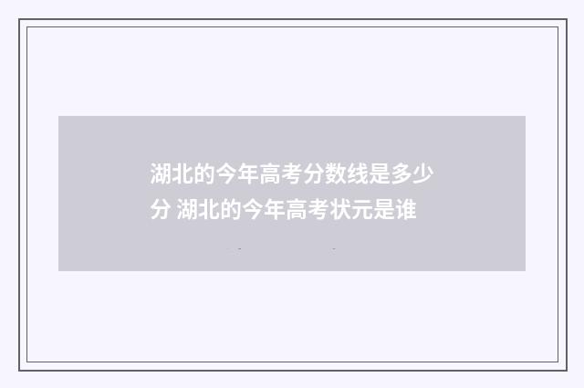 湖北的今年高考分数线是多少分 湖北的今年高考状元是谁