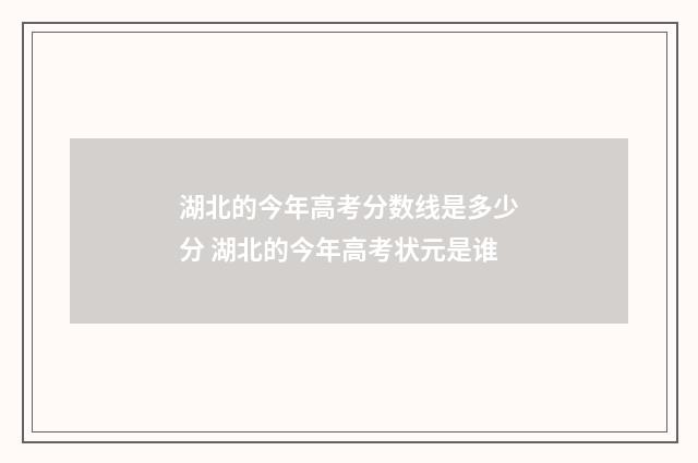 湖北的今年高考分数线是多少分 湖北的今年高考状元是谁