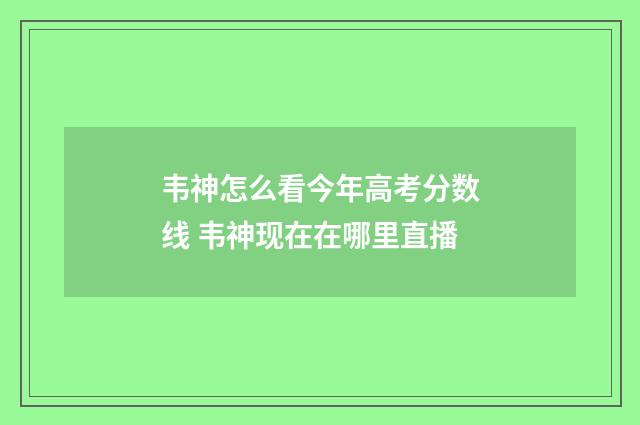 韦神怎么看今年高考分数线 韦神现在在哪里直播