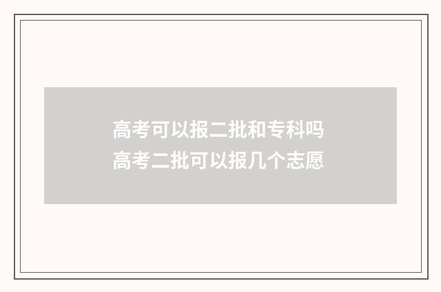 高考可以报二批和专科吗 高考二批可以报几个志愿