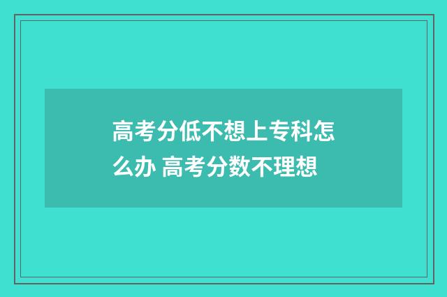 高考分低不想上专科怎么办 高考分数不理想