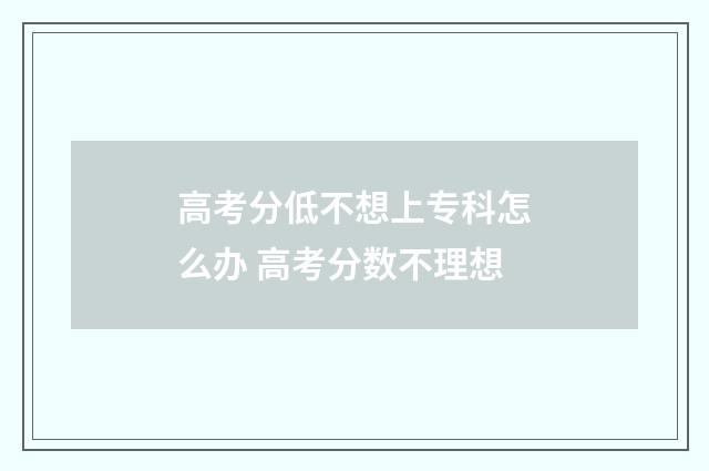 高考分低不想上专科怎么办 高考分数不理想