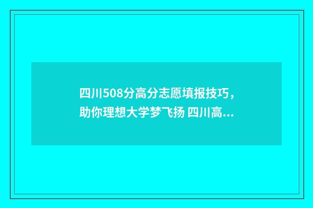 四川508分高分志愿填报技巧，助你理想大学梦飞扬 四川高考505分