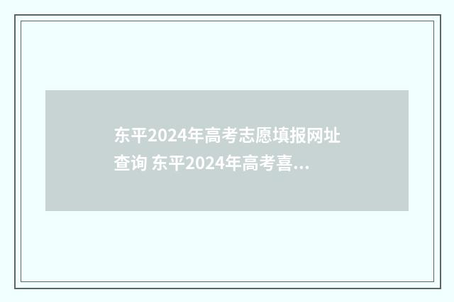 东平2024年高考志愿填报网址查询 东平2024年高考喜报