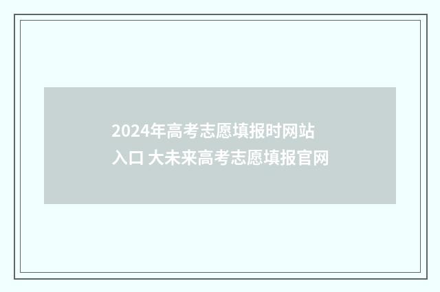 2024年高考志愿填报时网站入口 大未来高考志愿填报官网