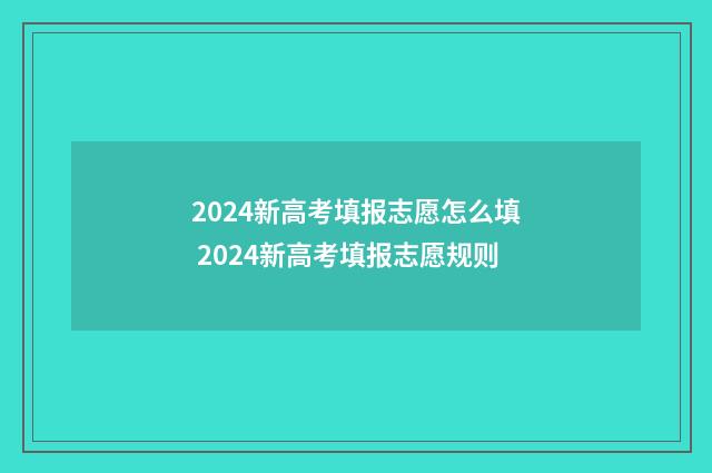 2024新高考填报志愿怎么填 2024新高考填报志愿规则