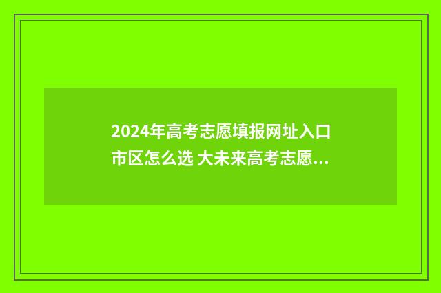 2024年高考志愿填报网址入口市区怎么选 大未来高考志愿填报官网