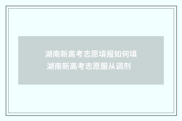 湖南新高考志愿填报如何填 湖南新高考志愿服从调剂