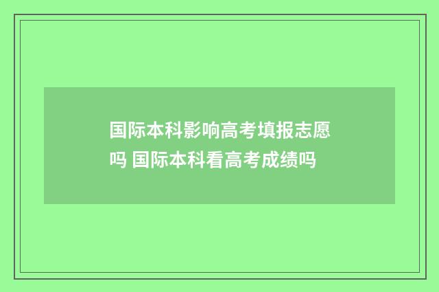 国际本科影响高考填报志愿吗 国际本科看高考成绩吗