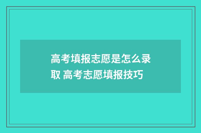 高考填报志愿是怎么录取 高考志愿填报技巧
