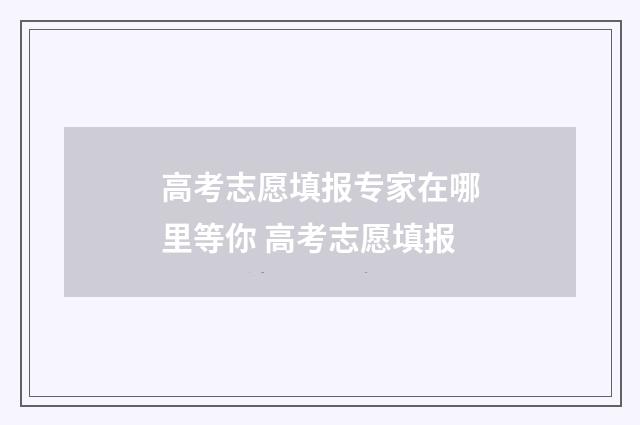高考志愿填报专家在哪里等你 高考志愿填报