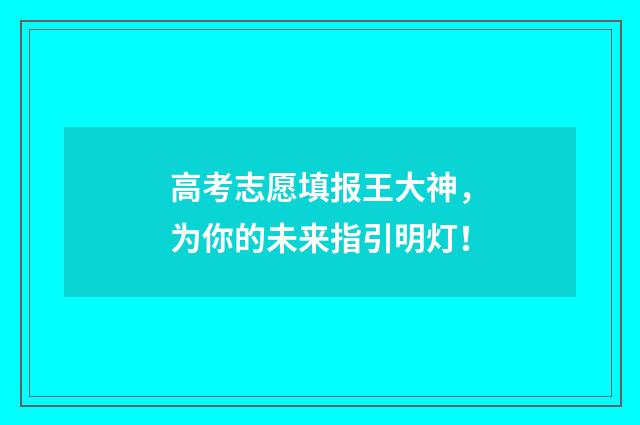 高考志愿填报王大神，为你的未来指引明灯！