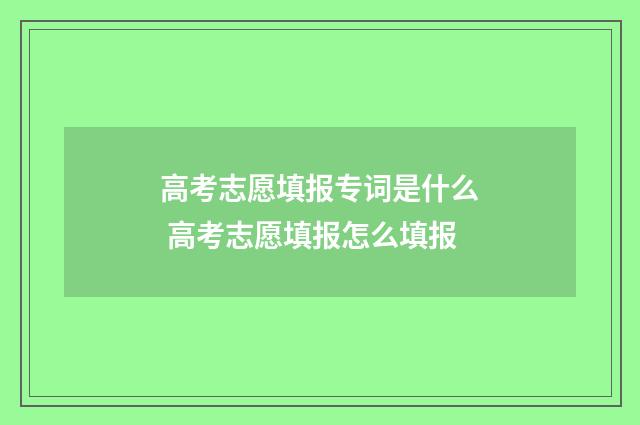 高考志愿填报专词是什么 高考志愿填报怎么填报