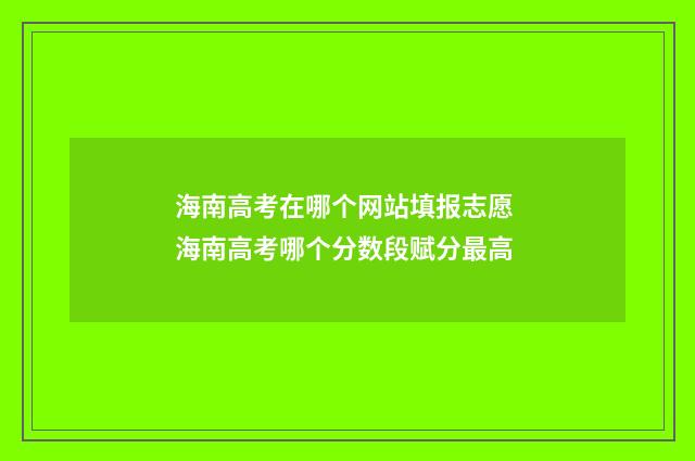 海南高考在哪个网站填报志愿 海南高考哪个分数段赋分最高