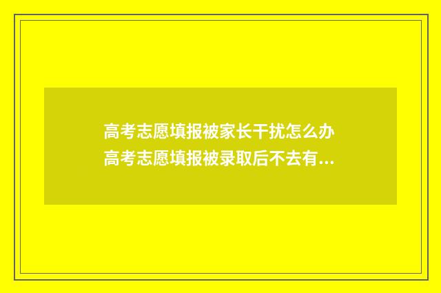 高考志愿填报被家长干扰怎么办 高考志愿填报被录取后不去有什么影响