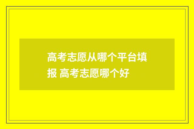 高考志愿从哪个平台填报 高考志愿哪个好