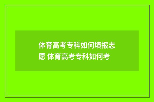 体育高考专科如何填报志愿 体育高考专科如何考