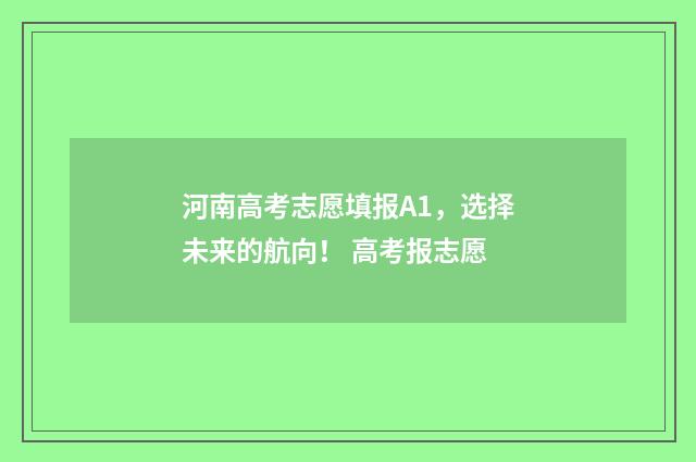 河南高考志愿填报A1，选择未来的航向！ 高考报志愿