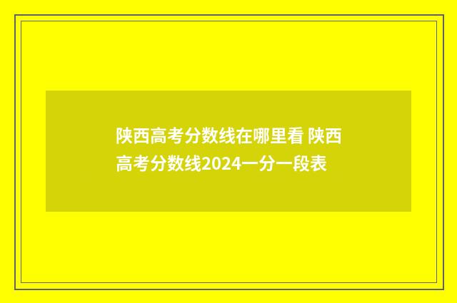 陕西高考分数线在哪里看 陕西高考分数线2024一分一段表