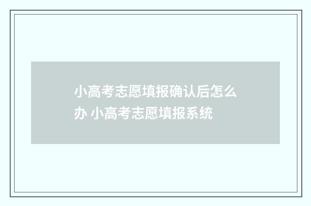 小高考志愿填报确认后怎么办 小高考志愿填报系统