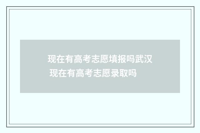 现在有高考志愿填报吗武汉 现在有高考志愿录取吗