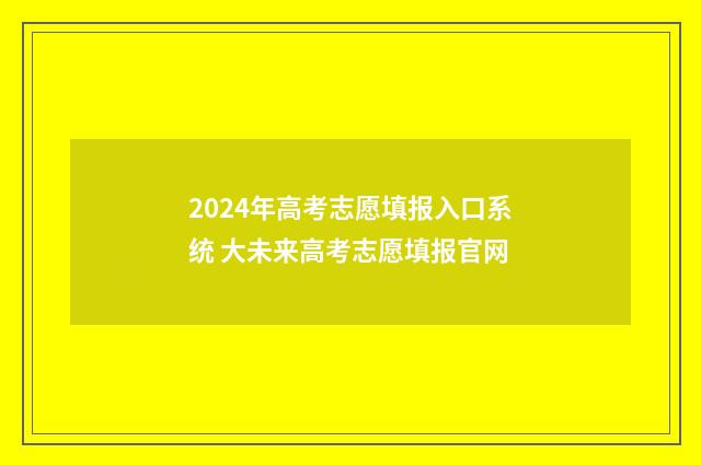 2024年高考志愿填报入口系统 大未来高考志愿填报官网