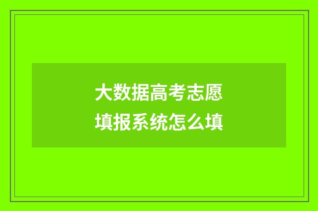 大数据高考志愿填报系统怎么填