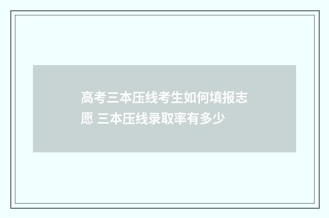高考三本压线考生如何填报志愿 三本压线录取率有多少