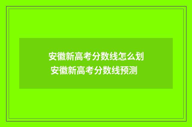 安徽新高考分数线怎么划 安徽新高考分数线预测