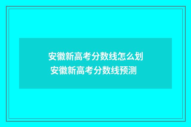 安徽新高考分数线怎么划 安徽新高考分数线预测