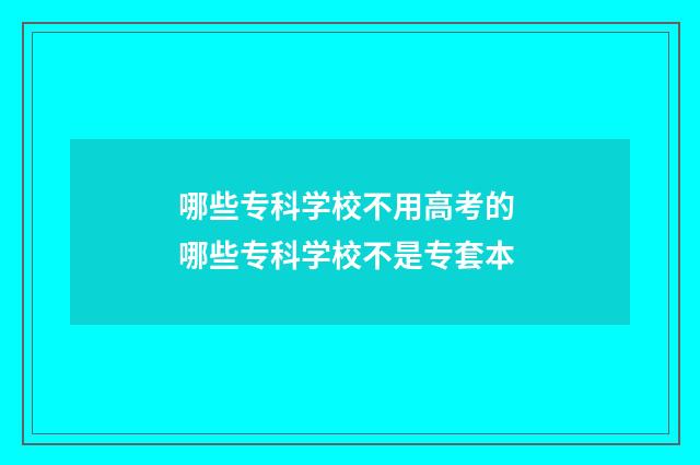 哪些专科学校不用高考的 哪些专科学校不是专套本