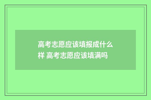 高考志愿应该填报成什么样 高考志愿应该填满吗