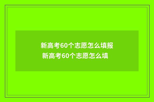 新高考60个志愿怎么填报 新高考60个志愿怎么填