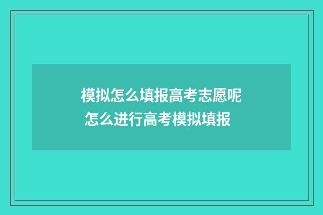 模拟怎么填报高考志愿呢 怎么进行高考模拟填报
