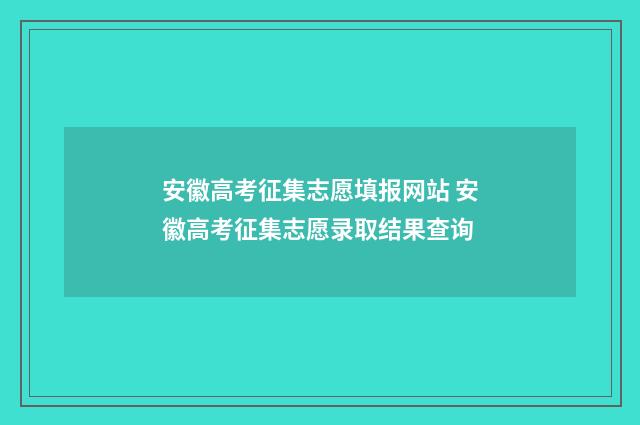 安徽高考征集志愿填报网站 安徽高考征集志愿录取结果查询