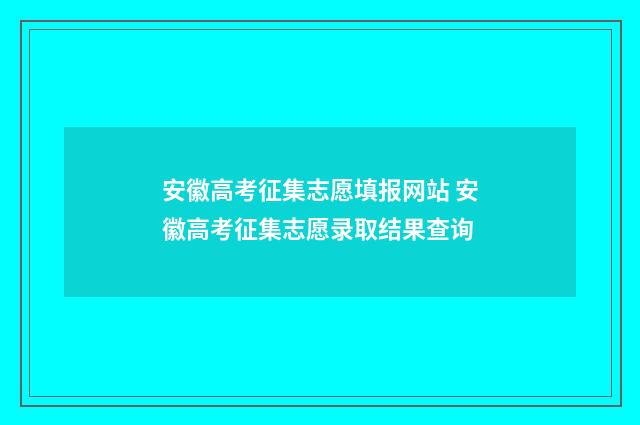 安徽高考征集志愿填报网站 安徽高考征集志愿录取结果查询