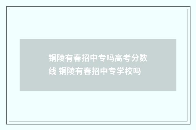 铜陵有春招中专吗高考分数线 铜陵有春招中专学校吗