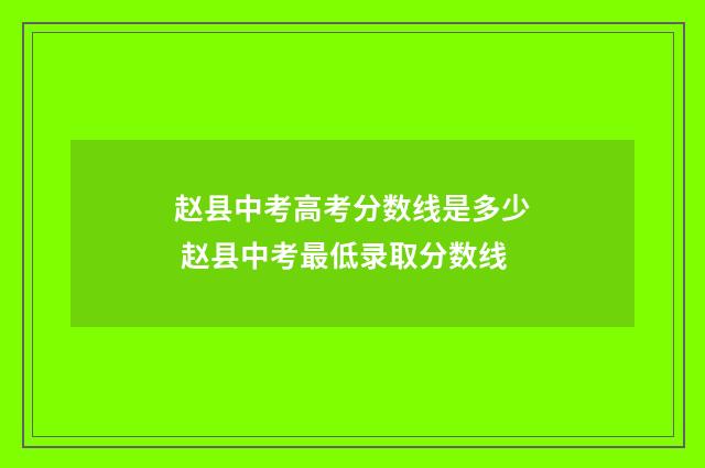 赵县中考高考分数线是多少 赵县中考最低录取分数线