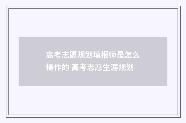 高考志愿规划填报师是怎么操作的 高考志愿生涯规划