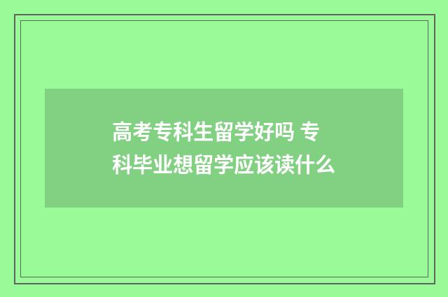 高考专科生留学好吗 专科毕业想留学应该读什么